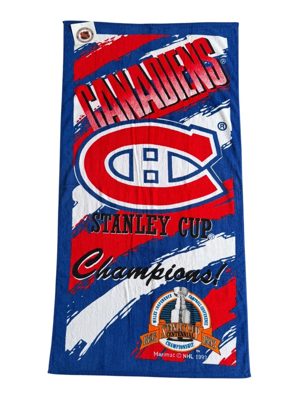 VTG Rare Deadstock 1993 Montreal Canadiens NHL Stanley Cup Champions Beach Towel